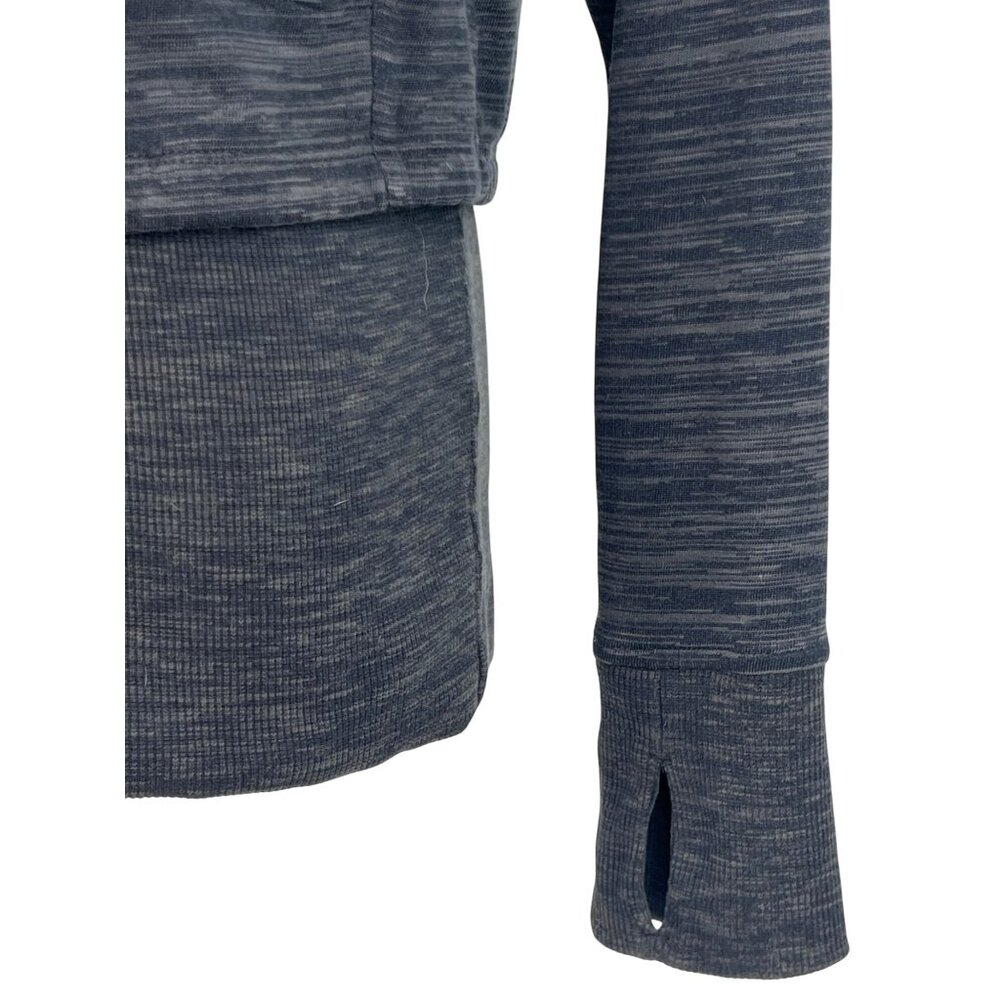 Athleta Gray Cinch Hem Thumbholes Ribbed Knit Inner Layer Zip Up Hoodie Sweater - Picture 6 of 16